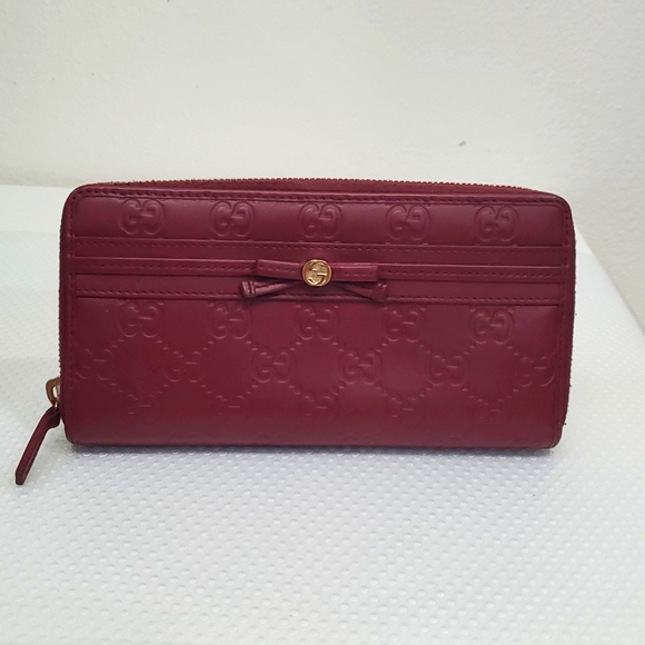 🇮🇹Gucci Guccisima GG Embossed Leather Burgundy Continental Wallet - Picture 5 of 17
